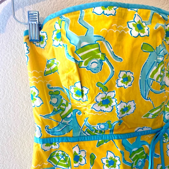 LILLY PULITZER Les Monkey Print Strapless Dress - White Label Beach Floral - Picture 4 of 14